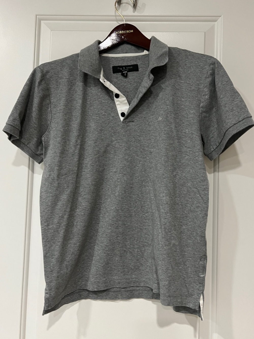 Rag & Bone Collared Knit Polo Men’s Heather Grey 100% Cotton